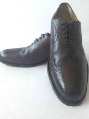 ACE MARKS BURGUNDY/BLACK OXFORD SHOES SZ 10 E MADE IN ITALY